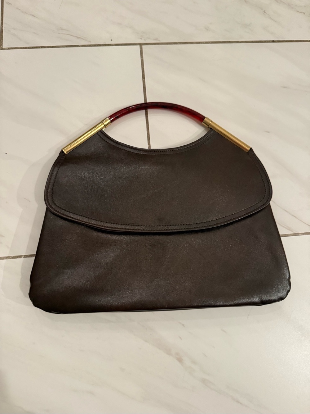 Classic Brown Leather Top-Handle Women's Bag
